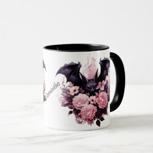 Caneca Halloween Bat e Rosas