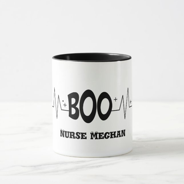 Caneca Halloween Boo EKG Personalizado (Centro)