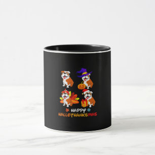Caneca Halloween De Buldogue E Feliz Hallot De Natal