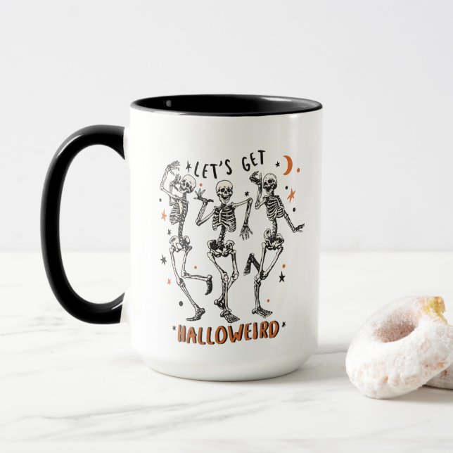 Caneca Halloween de Skeleton Dançante (Com Donut)