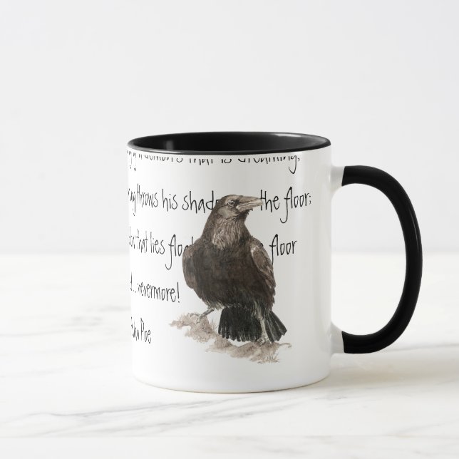 Caneca Halloween, Edgar Allen Poe, Raven, Nunca Mais (Direita)