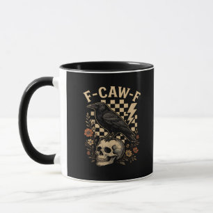 Caneca Halloween F-Caw-F Corvo Ave F-Caw-F Corvo Xadrez