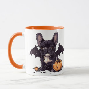 Caneca Halloween French Buldogue Wings Pumpkins