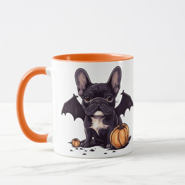 Caneca Halloween French Buldogue Wings Pumpkins (Esquerda)