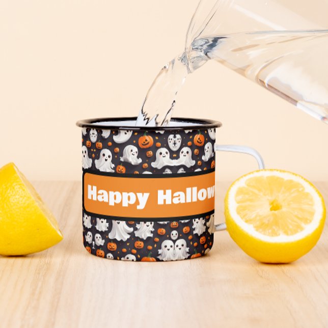 Caneca Halloween Ghost and Pumpkin Coffee Mug (Criador carregado)