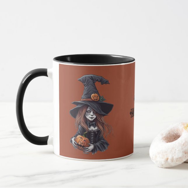 Caneca Halloween-Hexe mit Kürbis -  (Com Donut)