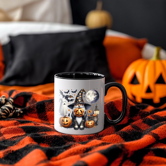 Caneca Halloween Jack-o'-lantern Gnomo (Criador carregado)