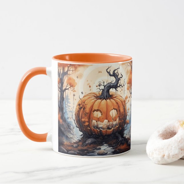 Caneca Halloween Jack O' Lanterna Pumpkin (Com Donut)