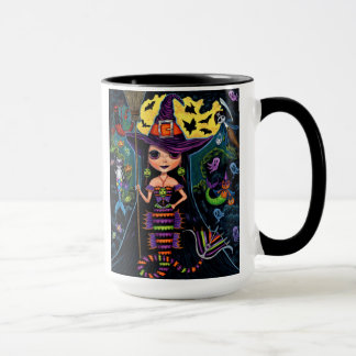 Caneca Halloween Mermaid Witats Mercats Fantasmas Pumpkin