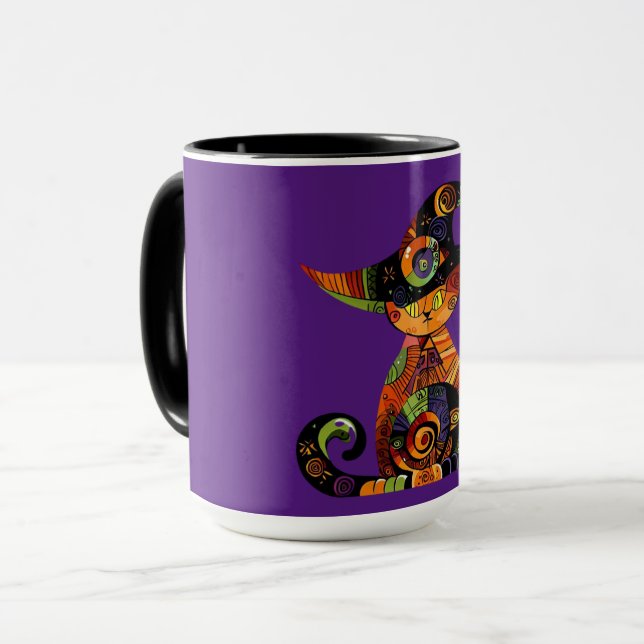 Caneca Halloween/místico/gato/outono  (Frente Esquerda)