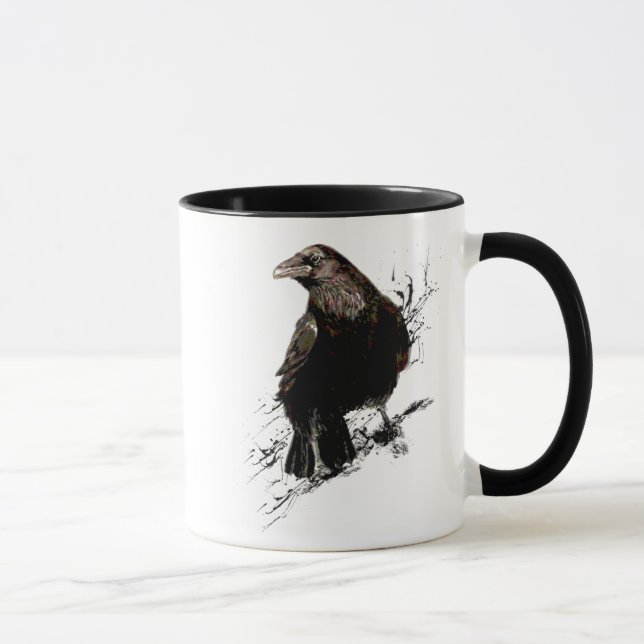 Caneca Halloween, O Corvo, Pássaro Preto Goth (Direita)