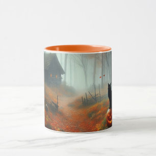 Caneca Halloween/outono/Outono/Abóbora/gato