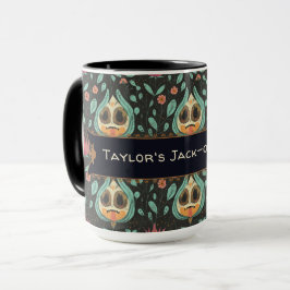 Caneca Halloween Personalizado De Caveira Floral Simulada