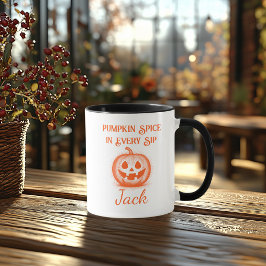 Caneca Halloween Personalizado - Desenho de Abóbora Laran