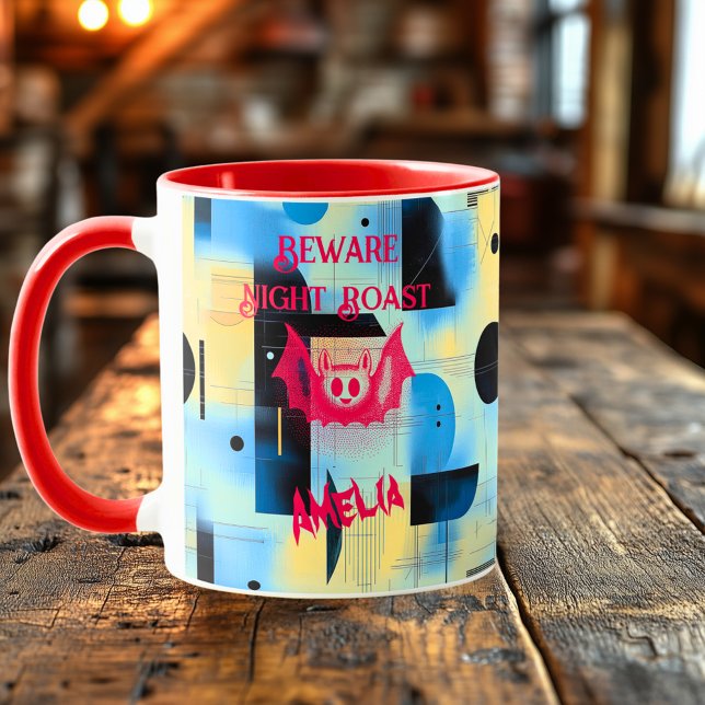 Caneca Halloween Personalizado - Passado Noturno Vermelho (Criador carregado)