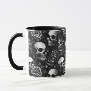 Caneca Halloween Preto De Cascas E Rosas