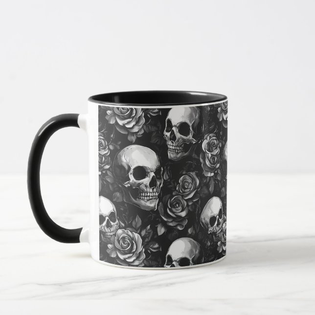 Caneca Halloween Preto De Cascas E Rosas (Esquerda)