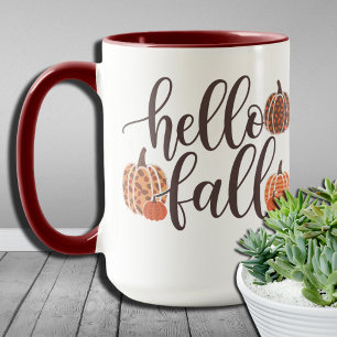 Caneca Halloween Pumpkin Olá Queda Gráfico Leopardo