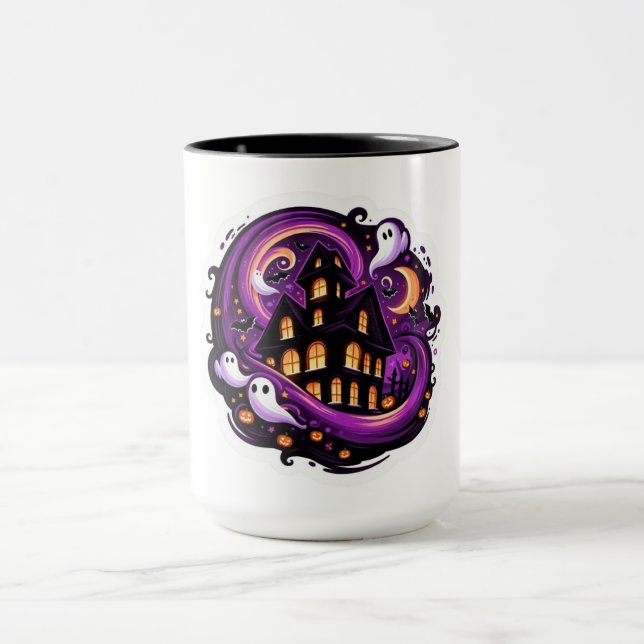 Caneca Halloween Spooky Ghosts & Pumpkins (Centro)