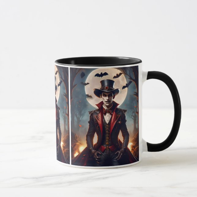 Caneca Halloween Steampunk Gótico Zumbi Vampiro (Direita)