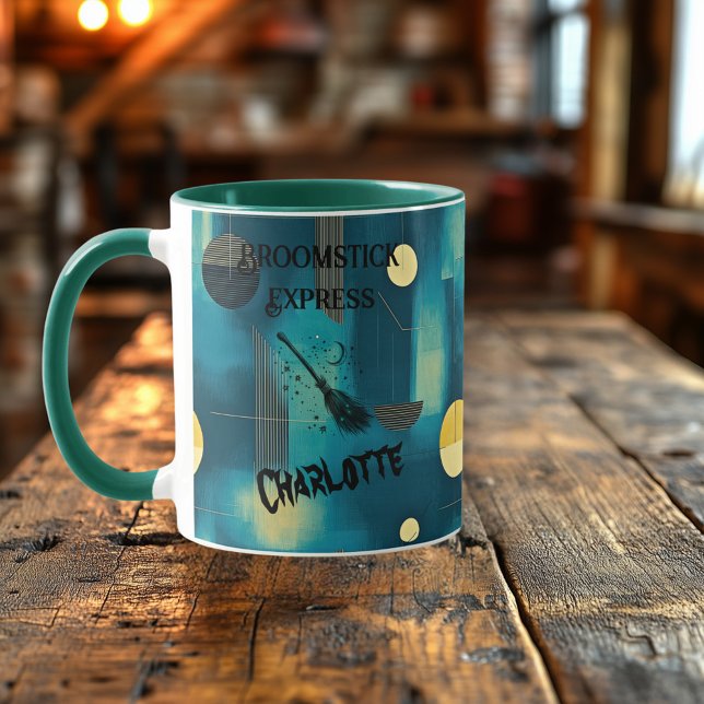 Caneca Halloween - Vassoura Assustadora Verde Escuro (Criador carregado)