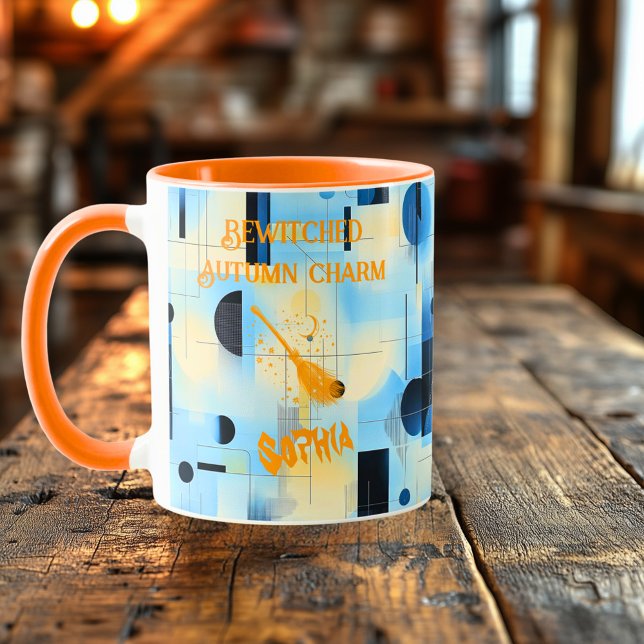 Caneca Halloween - Vassoura Enfeitiçada Charme de Outono (Criador carregado)