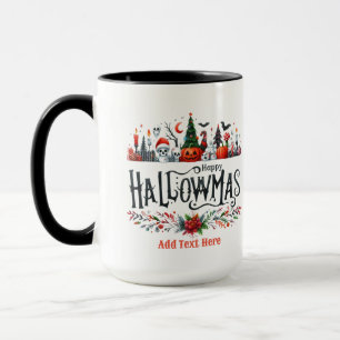 Caneca Hallowmas Halloween Mashup de Natal