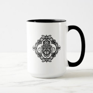 Caneca Hamsa com Doodle étnico dos ornamento