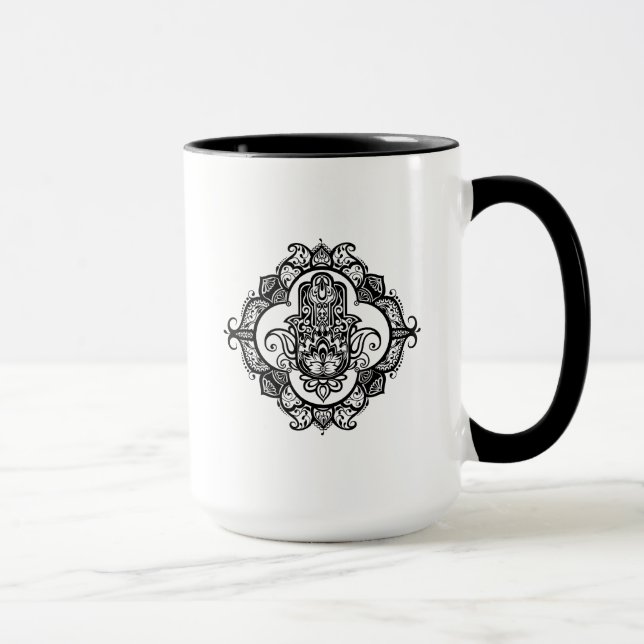 Caneca Hamsa com Doodle étnico dos ornamento (Direita)