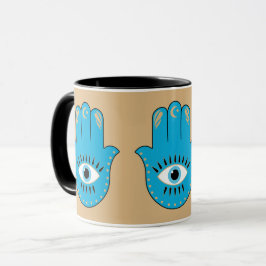 Caneca Hamsa Mão Grego Mau Olho Azul