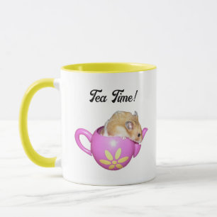 Caneca Hamster bonito em chaleira rosa com foto de margar