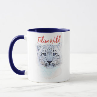 Caneca Hand Drawn Snow Leopard Mug "Feline Wild"