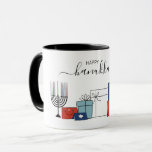 Caneca Hanukkah dá presentes e menorah, café mug<br><div class="desc">Personalize o texto personalizado acima. Você pode encontrar itens de coordenação adicionais em nossa coleção "Presentes de Chanucá e Menorah".</div>