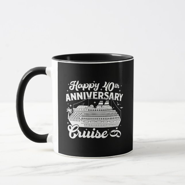 Caneca Happy 40th Anniversary Cruise Vacation Memory Mug (Esquerda)