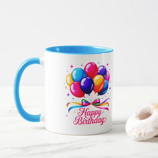 Caneca Happy Birthday Balloon (Com Donut)