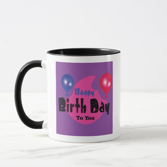 Caneca Happy Birthday – Colorful Celebration Party Design (Esquerda)