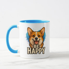 Caneca Happy Corgi Cute Dog Lover Design for Positive