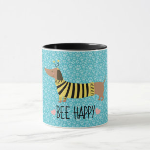 Caneca Happy Dachshund Bumblebee Mug