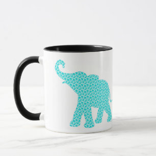 Caneca Happy Elephant-Art Green Pattern Modern
