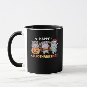 Caneca Happy Hallothanksmas Hippos Christmas Hippo