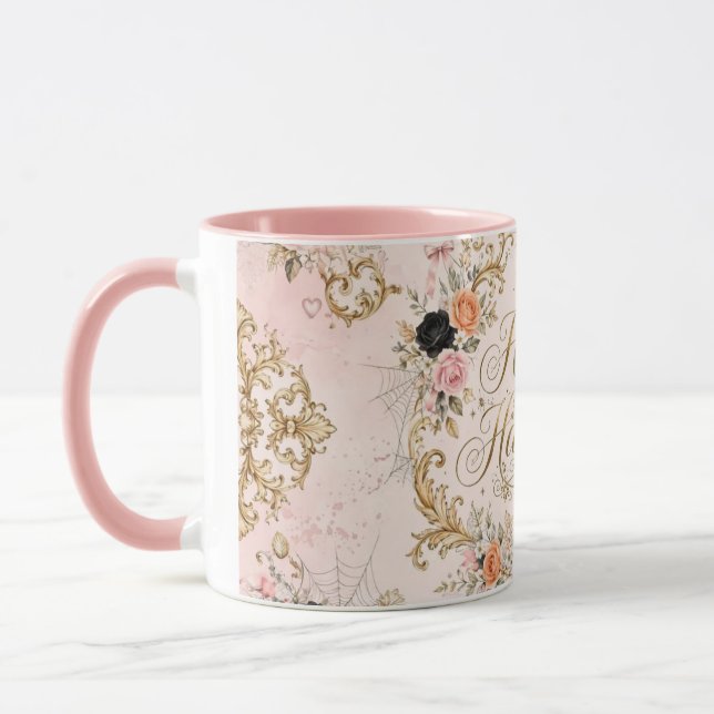 Caneca Happy Halloween com Alça Rosa  (Esquerda)