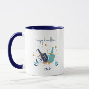 Caneca Happy Hanukkah Floral Dreidel