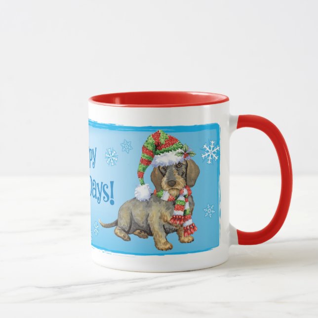 Caneca Happy Howlidays Wirehaired Dachshund (Direita)
