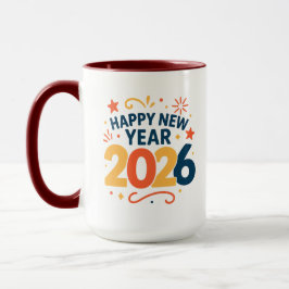 Caneca Happy New Year 2026 Festive Colorful Combo Mug