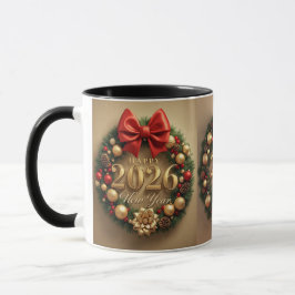 Caneca happy new year 2026 warm wreath mug