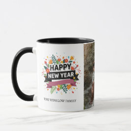 Caneca Happy New Year Personalized Family Name Photo Mug