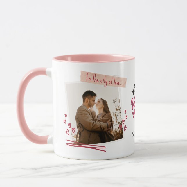 Caneca Happy Valentine’s Day Custom Photos & Names Mug  (Esquerda)