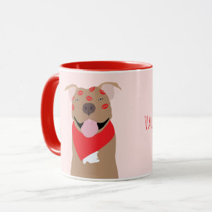 Caneca Happy Valentines Day American Buldog Kiss Marks