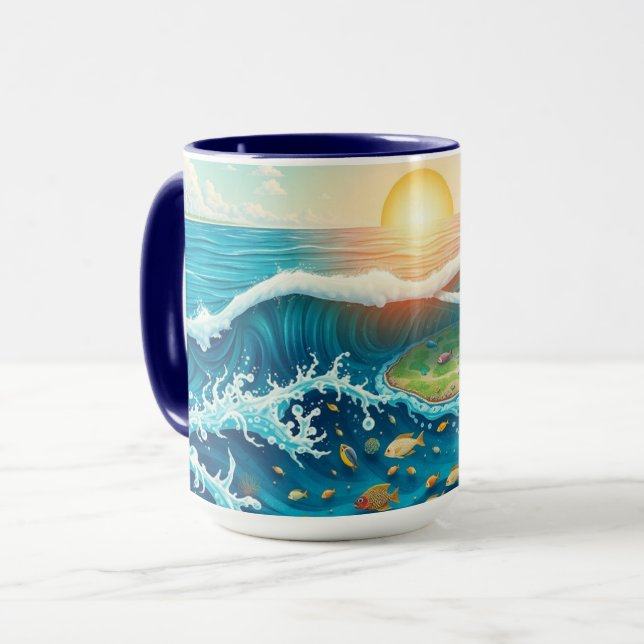 Caneca Harmonia da Vida Oceânica com Energia Renovável (Frente Esquerda)