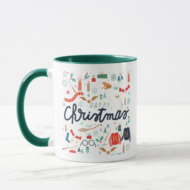 Caneca Harry Potter | Feliz Natal Com Ícones Festivos (Esquerda)